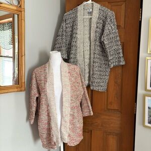 Bundle Of 2 Old Navy Large L Kimono Sleeve Marled Cardigan Sweaters Cozy Casual